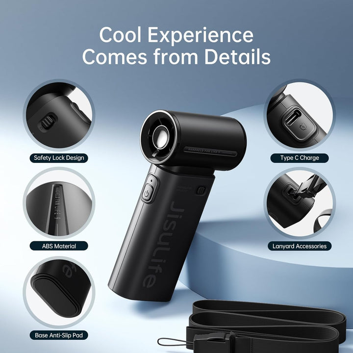 JISULIFE Mini Ventilator Handventilator, USB-aufladbarer Ventilator, persönliches Tragbarer Taschenv