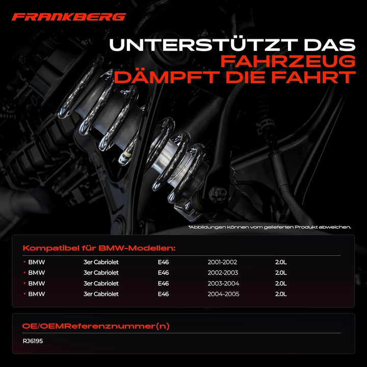 Frankberg 2x Feder Fahrwerksfeder Hinterachse Kompatibel mit 3er Cabriolet E46 318 Ci 2001-2005