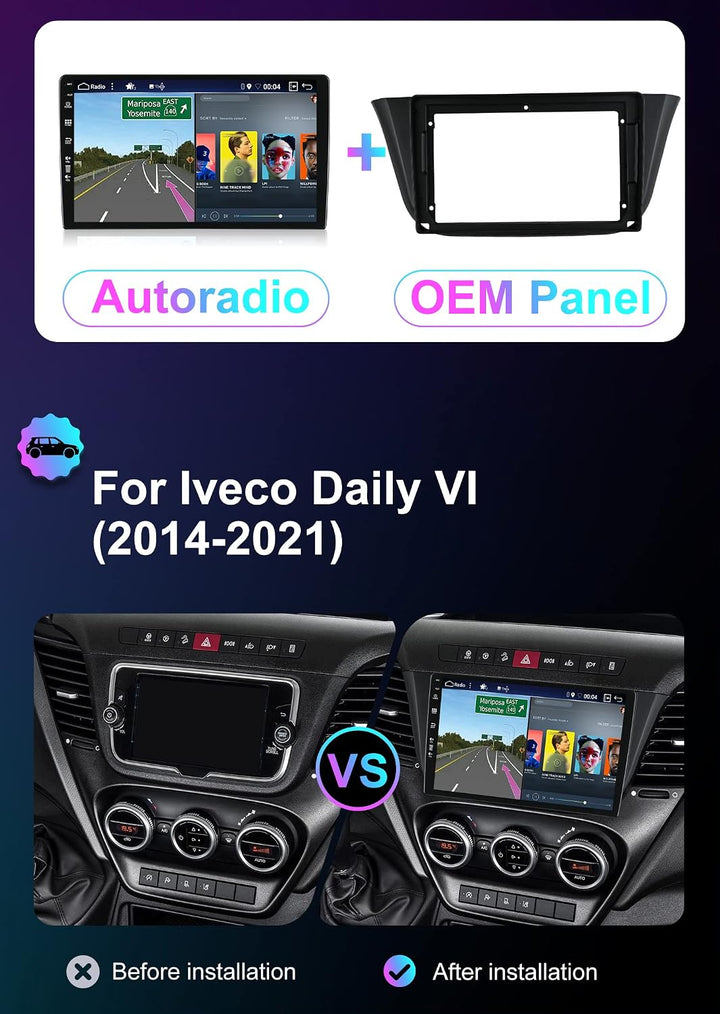 8G+256G, 8-Core - Android 15 IPS Autoradio für Iveco Daily VI (2014-2021) - Kabellos CarPlay/Android