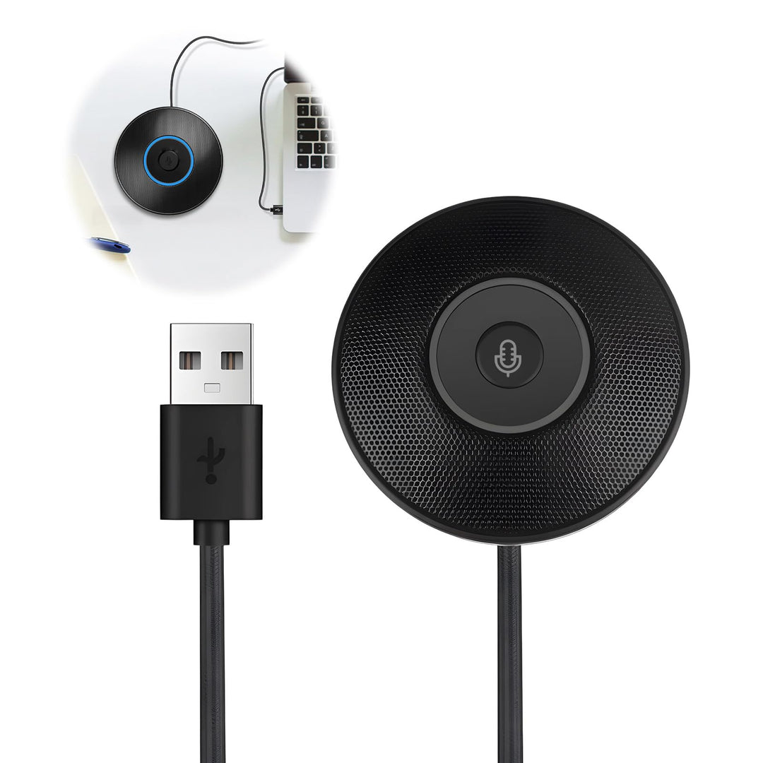 USB Konferenzmikrofon, USB Mikrofon für PC, 360 Grad Omnidirektionales Kondensator Mikrofon mit Stum