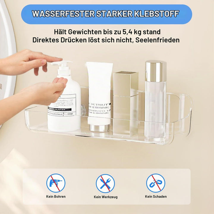 Diesisa 2 Stück Duschablage Ohne Bohren, Duschregal Wandmontage, Shampoo Halterung für Dusche, Dusch