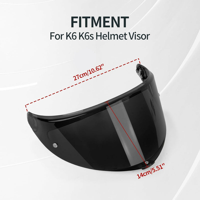 psler Helmvisier für K6 K6s, Helmgesichtsschutz Getöntes Visier Motorradhelm Zubehör Ersatz für K6 K
