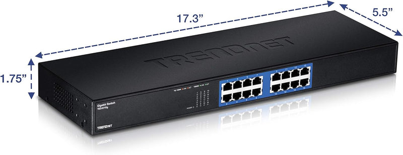 TRENDnet TEG-S16G 16-Port Unverwaltet Gigabit GREENnet Switch, 16 x RJ-45 Ports, 32 Gbps Weiterleitu