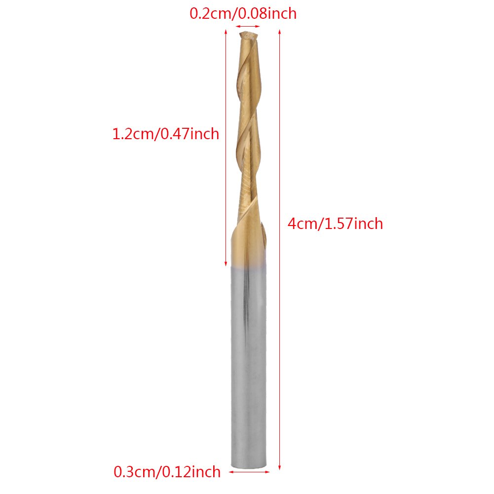 10 pcs Schaftfräser Hartmetall Coated Fräsbohrer Doppel-Fräser Fräserset 3.175mm Schaft 2mm Schneidk