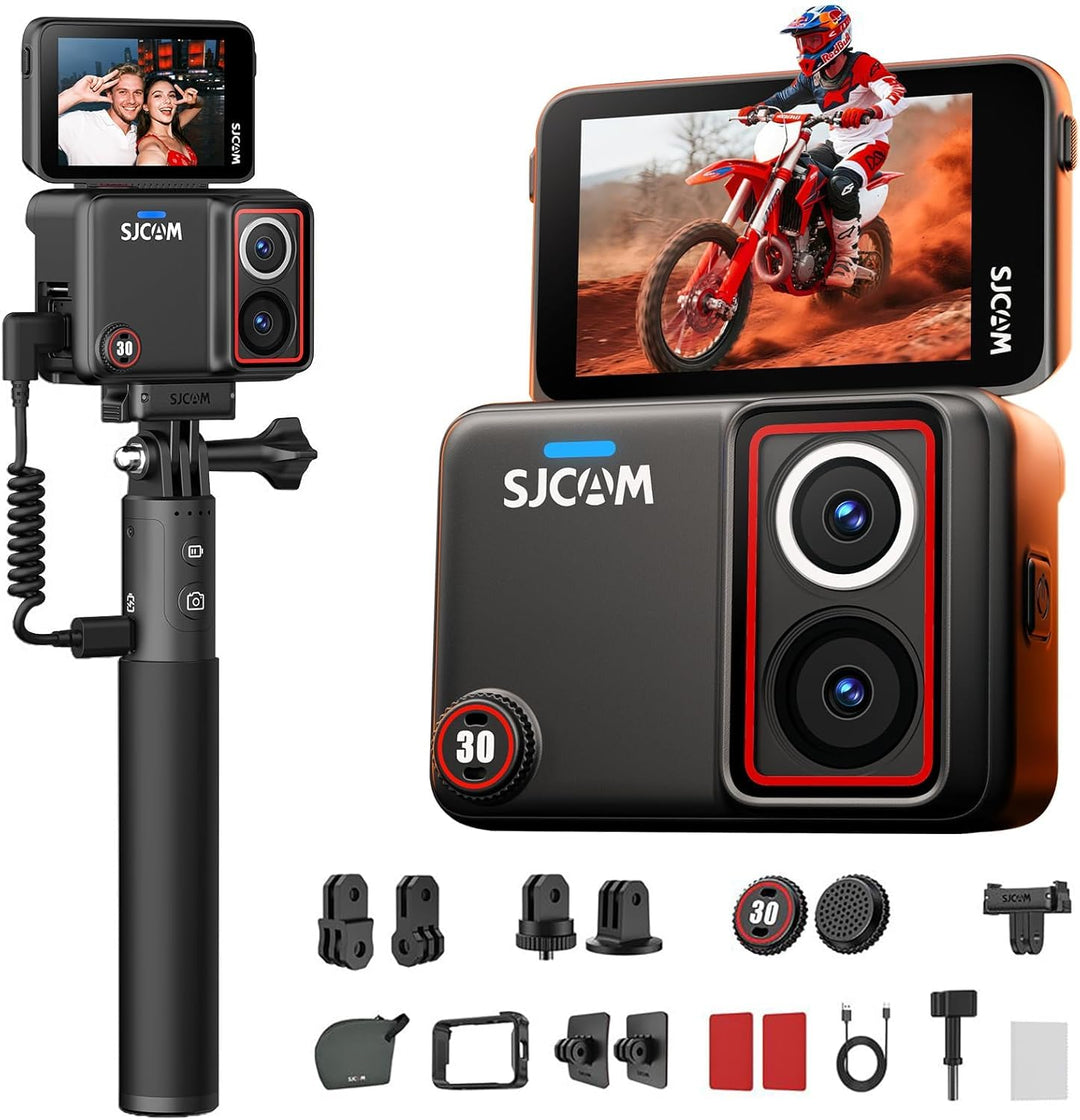 SJCAM SJ30 8K/20FPS,4K/60FPS Action Cam mit Nachtsicht Dual-Objektiv,7H Akku-Griff,2,51" Flip-Touchs
