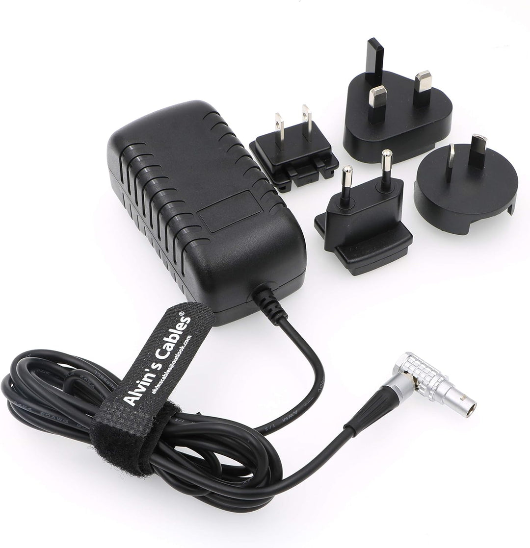 Alvin's Cables Teradek Power Adapter Konverterkabel Rechtwinklig 2 Pin auf Universal AC mit US UK EU