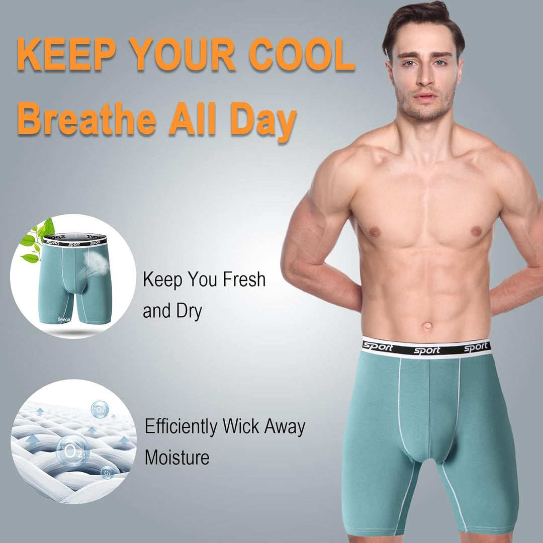 Nuofengkudu Herren Modal Unterwäsche Nahtlose Langes Bein Boxershorts Anti Chafing Unterhosen Atmung