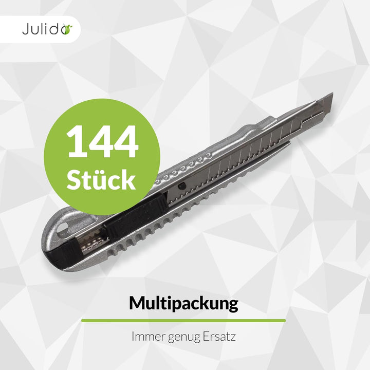 Julido Cuttermesser, 96 Stück, Teppichmesser für Profis, mit 9 mm Abbrechklinge, Arbeitsmesser aus A