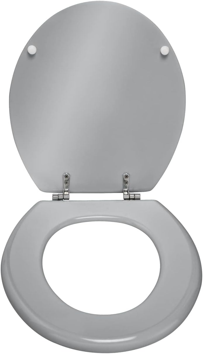 WENKO WC-Sitz Prima Silber glänzend, hochwertiger Toilettensitz im Retro-Style, WC-Deckel inkl. Wand