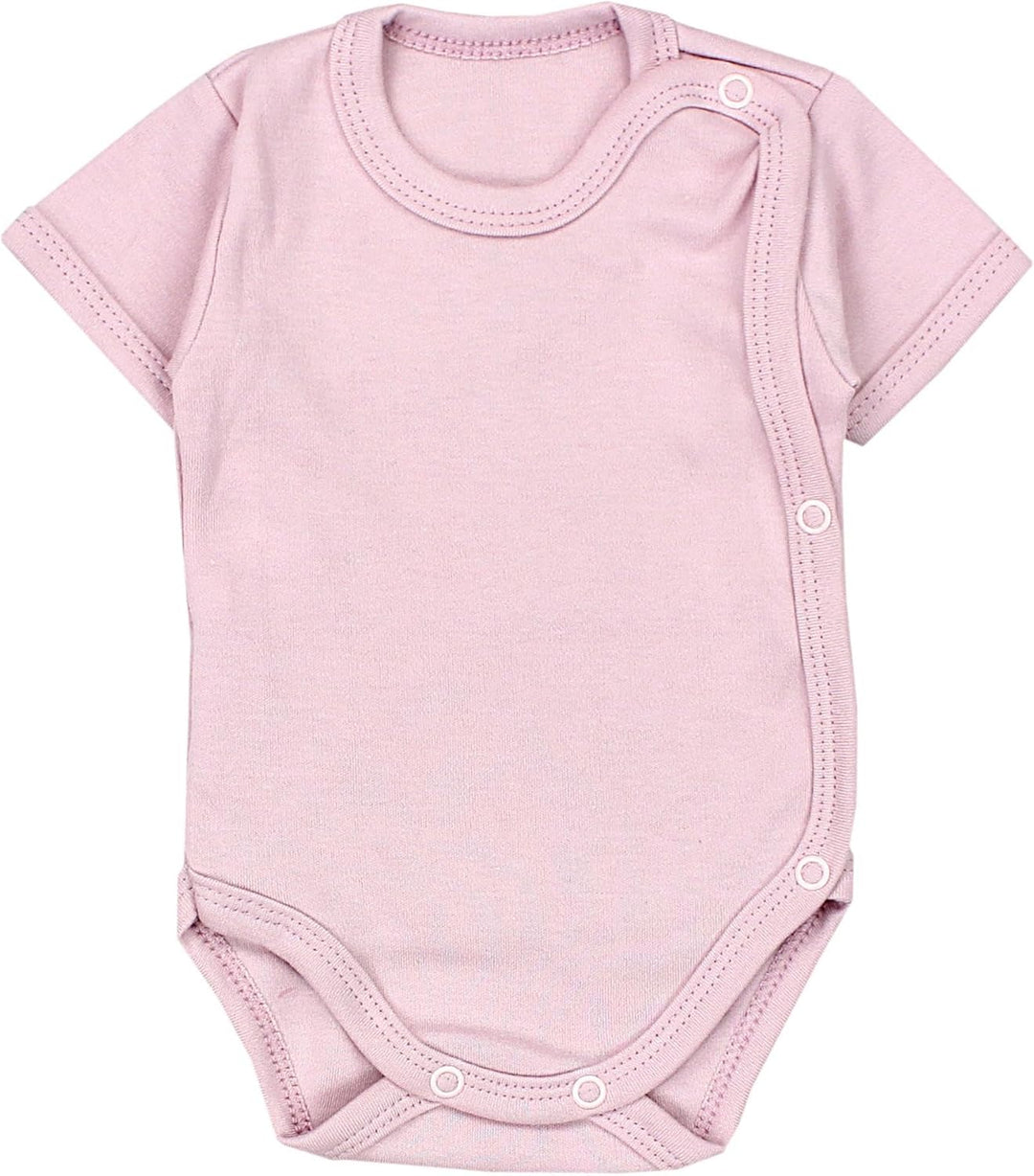 TupTam Unisex Baby Kurzarm Wickelbody 5er Pack 68 Lila Rosa Puderrosa Altrosa Mintgrün, 68 Lila Rosa