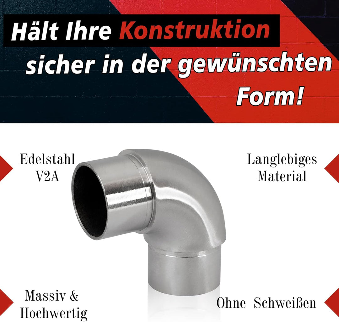 PRIOstahl Rundbogen Rohrbogen Bogen Rohrverbinder Steckfitting Verbinder Rund - 4 Stück Ø 42,4 mm fü