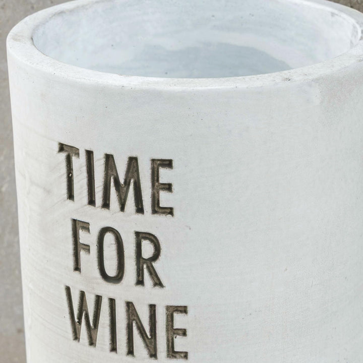 levandeo Beton Weinkühler Grau H21cm Flaschenkühler Time for Wine Sektkühler Tischdeko Spruch Candle
