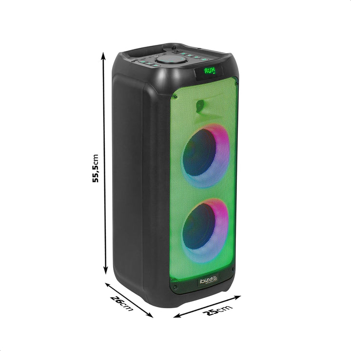 Ibiza - WAVE6-250W/2x5.25" Batterielautsprecher mit Bluetooth, USB und microSD - WAVE LED Effekt und