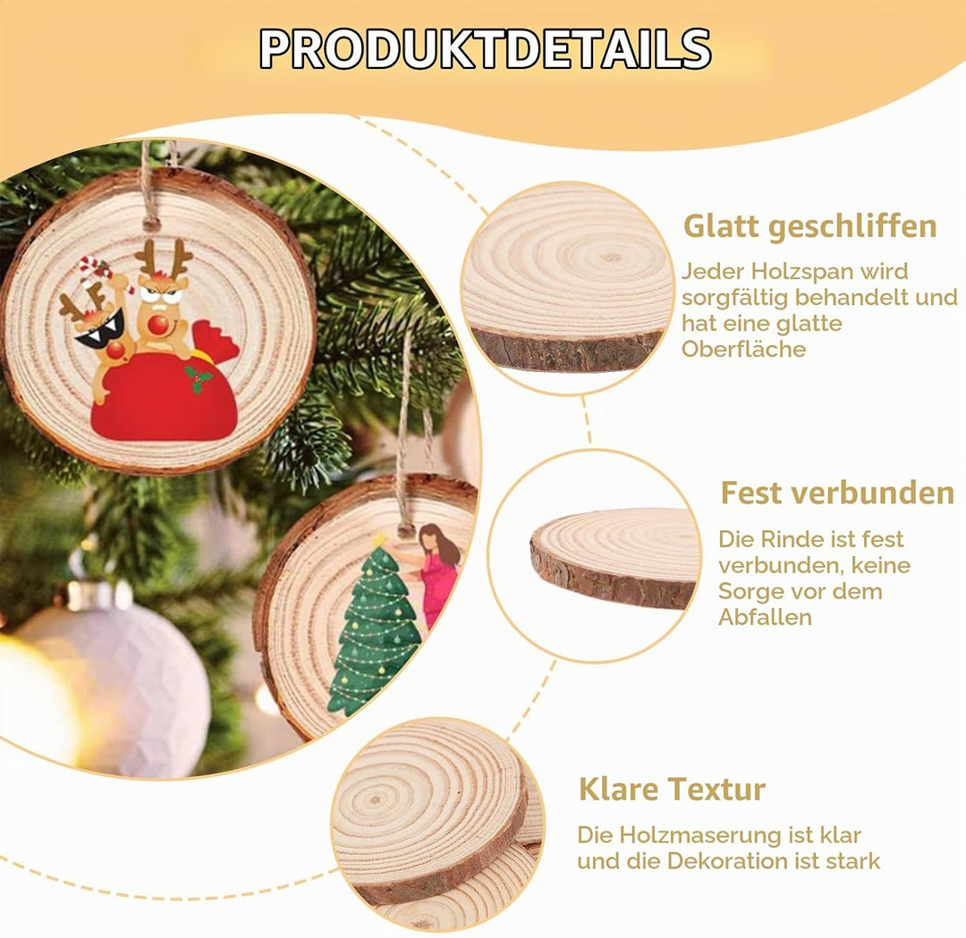 APACALI 30 Stück Holzscheiben zum Basteln, Holzscheiben 7-8cm Baumscheiben zum Basteln Ohne Loch, Ru