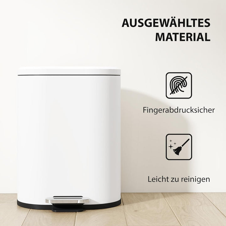HOMCOM Mülleimer 12L Treteimer Abfalleimer mit Deckel und Fusspedal, Müllbehälter mit Inneneimer, So