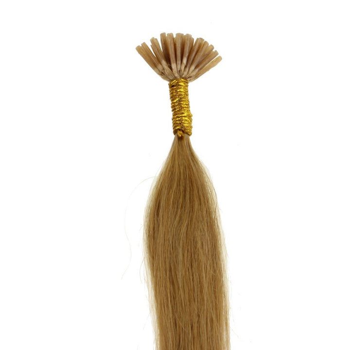 hair2heart 200 x Microring I-Tip Extensions aus Echthaar, 60cm, 1g Strähnen, glatt - Farbe 18 haseln