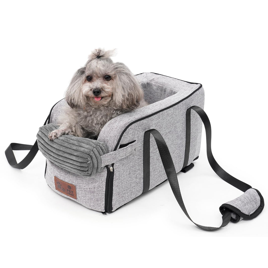Hunde autositz,Mittelkonsole für Hunde Katzen,kleine Stabiler hundeautositz mit Gurt,Abnehmbarer Was