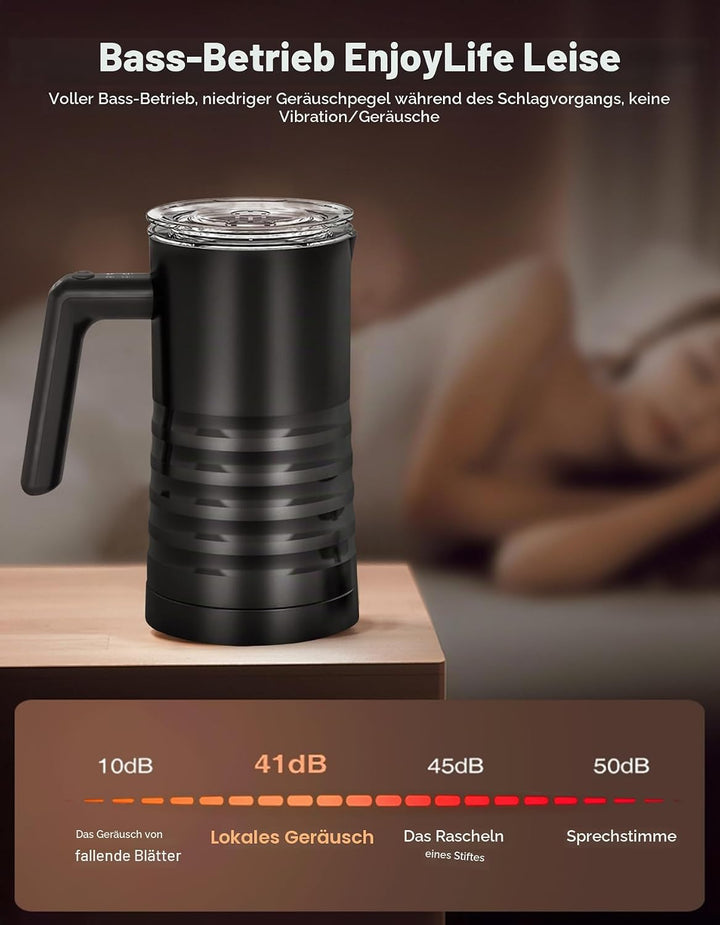 YESLUSY Milchaufschäumer Elektrisch 4 in 1 Milchaufschäumer Induktion, Milk Frother, Automatische Mi