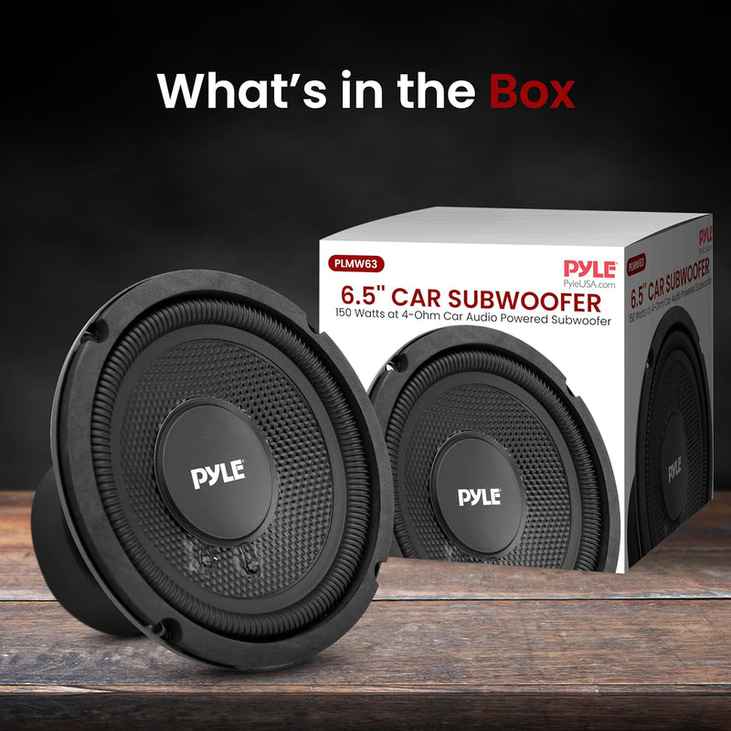 Pyle 1 PLMW63 Subwoofer, 16,5 cm, 165 mm, 6,5 Zoll Durchmesser, 75 Watt RMS, 150 Watt max., einzelne