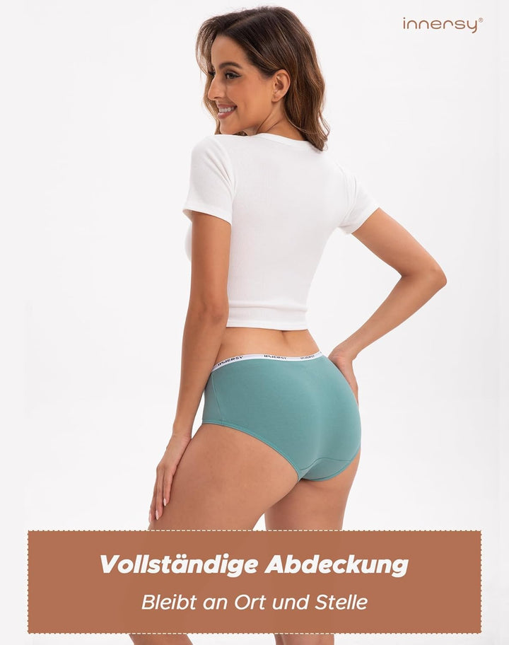 INNERSY Unterhosen Damen Baumwolle Atmungsaktive Hipster Unterwäsche Basic Bequem Panties 6er Pack X