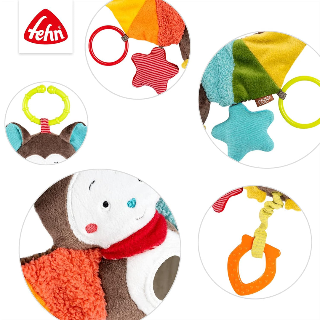 Fehn Activity-Spieltier Fledermaus – Motorikspielzeug für Kinderwagen, Kinderbett und Babyschale zum