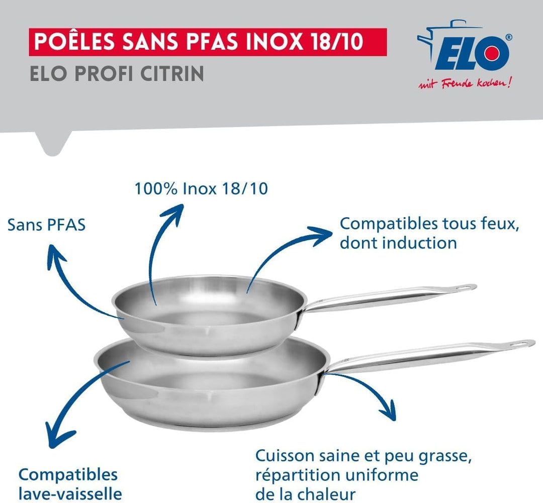 ELO 9503150 Kochgeschirr-Set, 5-teilig, 2 Bratpfannen 24 und 28 cm und 3 Kochtöpfe 12, 14 und 20 cm