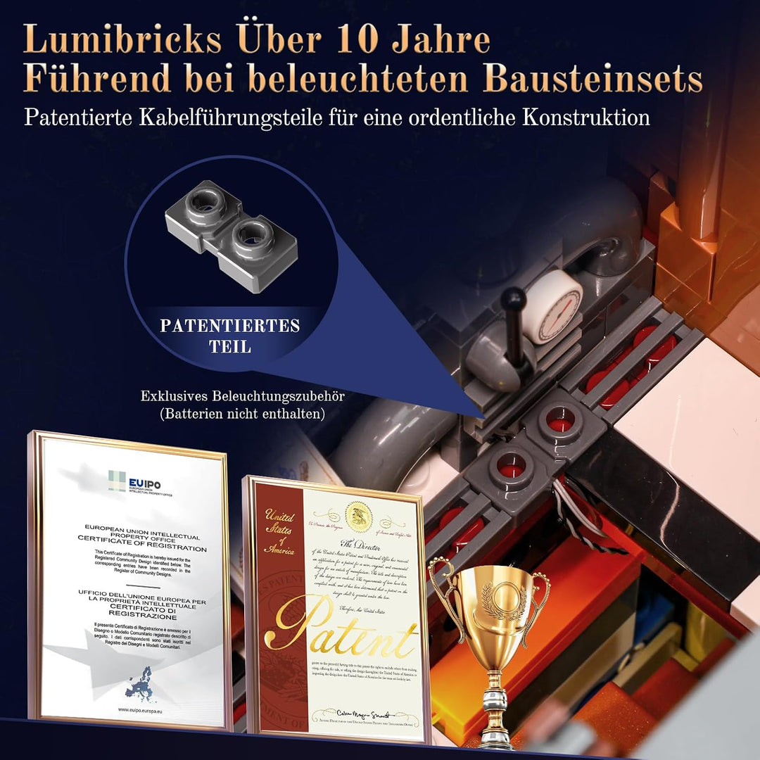 Lumibricks Alchemistisches Bewegliches Schloss LED-Bauset – 2690 Teile Steampunk-Fantasiemodell mit