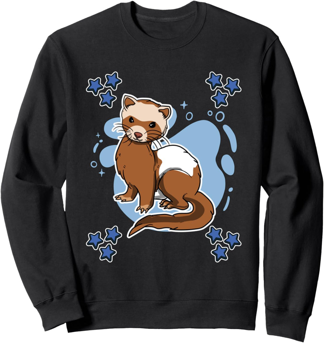 Herren Frettchen Zeichnung Sterne Jungen Frettchen Sweatshirt