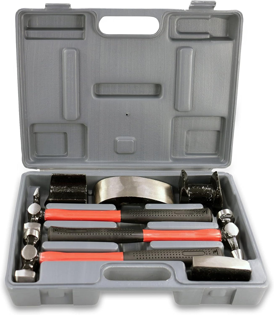 ENVA Karosserie Werkzeug Ausbeulwerkzeug Set 7TLG. Handamboss, Hammer und Ausbeuleisen für präzise B