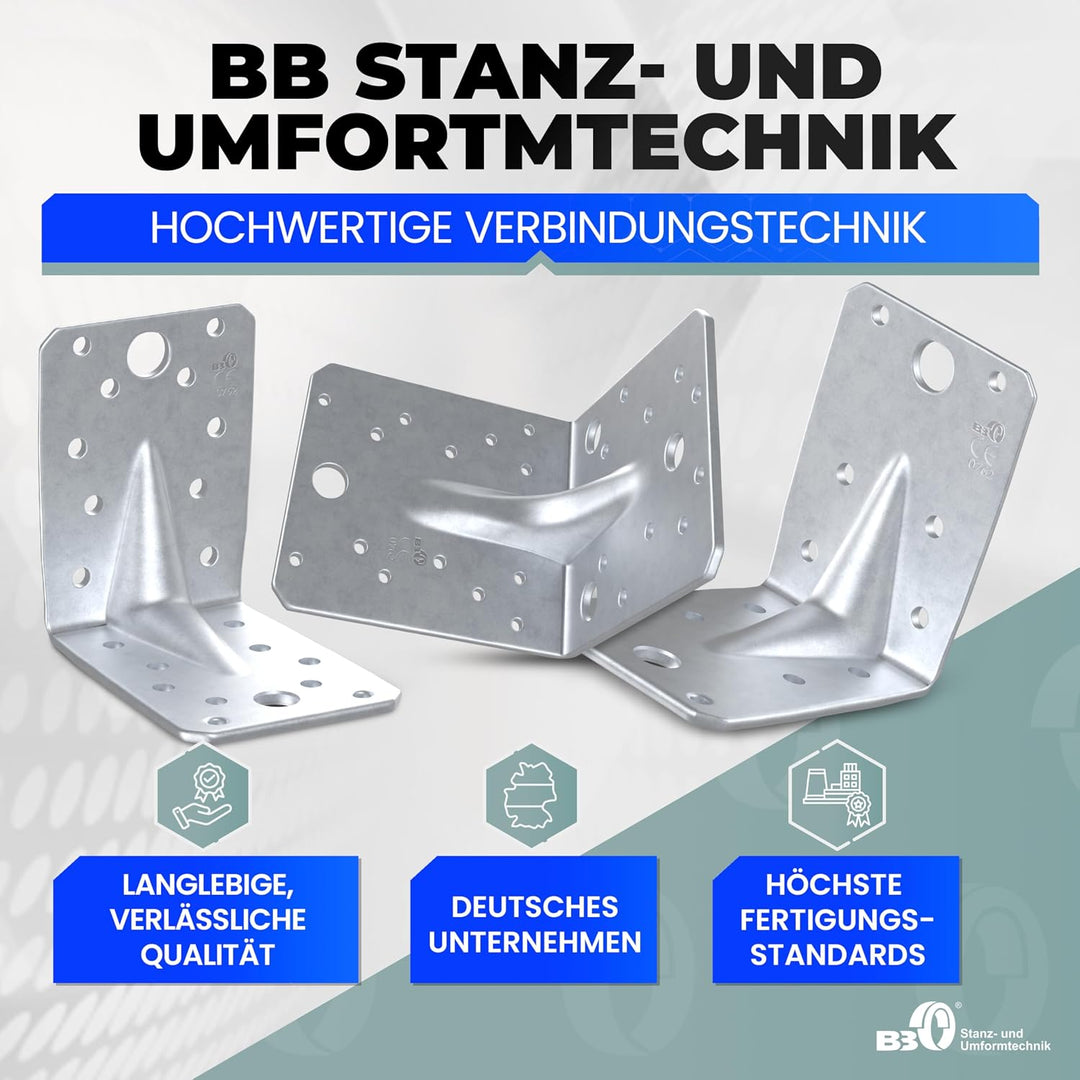 Lochplattenwinkel Winkelverbinder mit Steg 90 x 90 x 65 x 2,5 mm Holzverbinder Bauwinkel Eckwinkel L