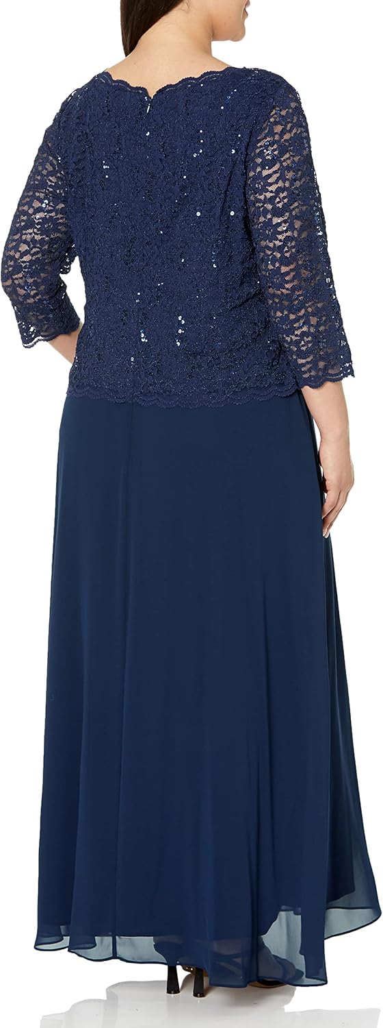 Alex Damen Tea Length Sequin Mock Dress (Petite and Regular) Kleid fr besondere Anlsse 38 3/4 Ärmel