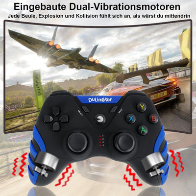 DuLingKer PC Controller Wireless, PS3 Controller PC Gamepad mit Dual Vibration, 2,4G Wireless Contro