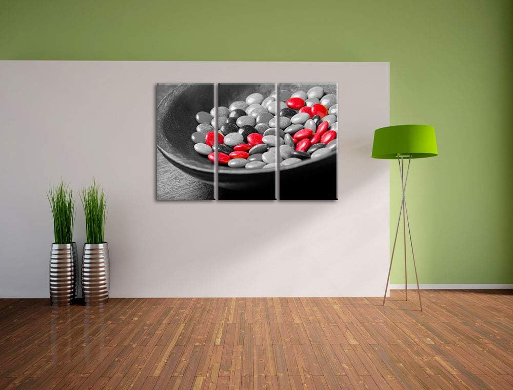 Schokolade Smarties Schoko Süssigkeiten schwarz/weiss 3-Teiler Leinwandbild 120x80 Bild auf Leinwand