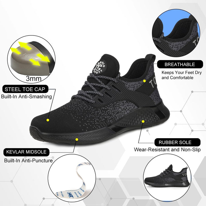 tqgold Sicherheitsschuhe Herren Damen Leicht Arbeitsschuhe | Sportlich Schutzschuhe mit Stahlkappe |