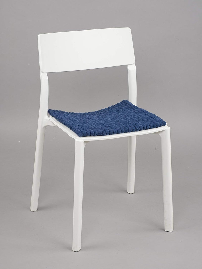myfelt Filzkugel-Sitzauflage Stuhlauflage - Alva - quadratisch, 36x36 cm, Dunkelblau, Dunkelblau