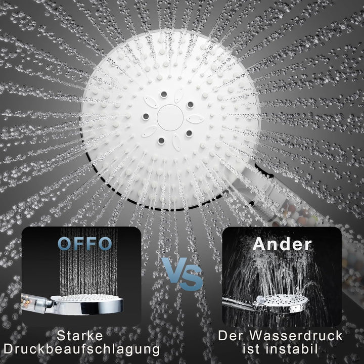 OFFO Filter Duschkopf mit Schlauch 1.6m, 13cm Duschkopf Gross mit Filtration in 20 Schichten, Handbr