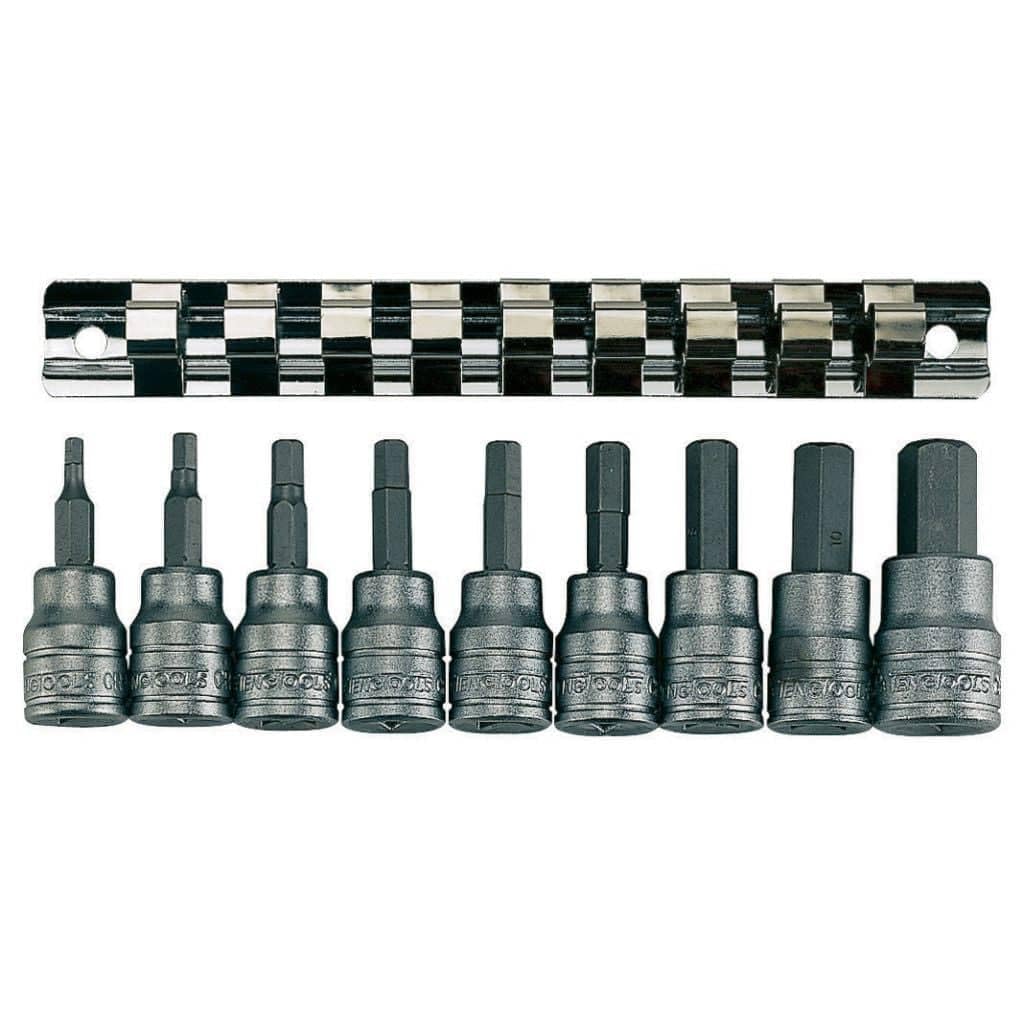 Teng - M3812 10 Stück Clip Rail Hex Key Socket Set Metric-3/8in Drive - TENM3812, 1