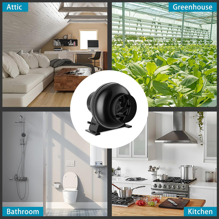 100mm Regelbar Rohrventilator 332m³/h, Hochleistungs-motor, Abluftventilator 28W, Rohrlüfter 2500 RP