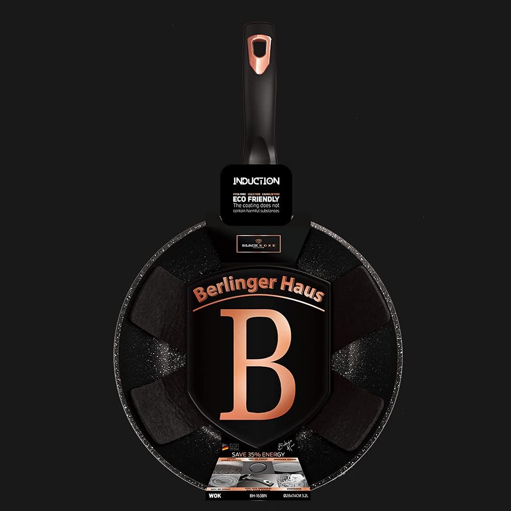 Berlinger Haus Wok 28 cm Black Rose – Marmorbeschichtung – Aluminium Turbo Induktion