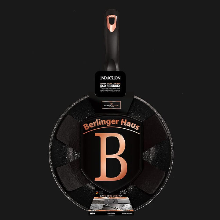 Berlinger Haus Wok 28 cm Black Rose – Marmorbeschichtung – Aluminium Turbo Induktion