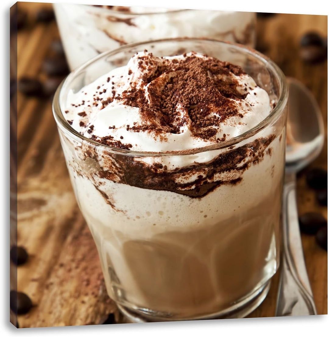 Pixxprint Cappuccino als Leinwandbild/Grösse: 70x70 cm/Wandbild/Kunstdruck/fertig bespannt, 70x70