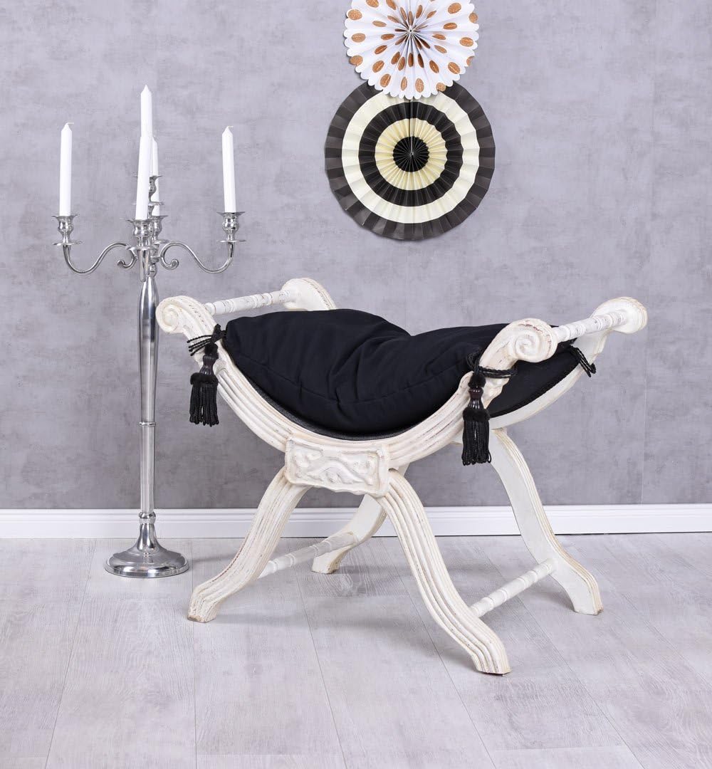 Sitzgondel Barock Hocker Shabby Chic Sitzbank Polsterbank Schwarz Weiss cat350k49 Palazzo Exklusiv