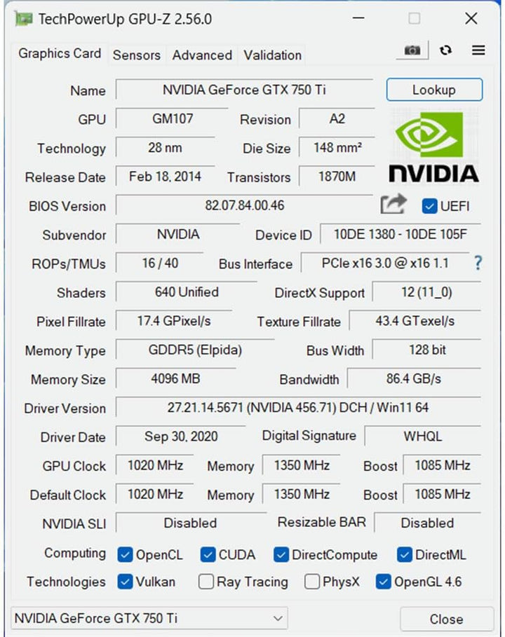 SAPLOS GTX 750 Ti Grafikkarte 4GB 128-bit, HDMI, VGA, DVI-D, Low Profile Grafikkarten PC, Computer G