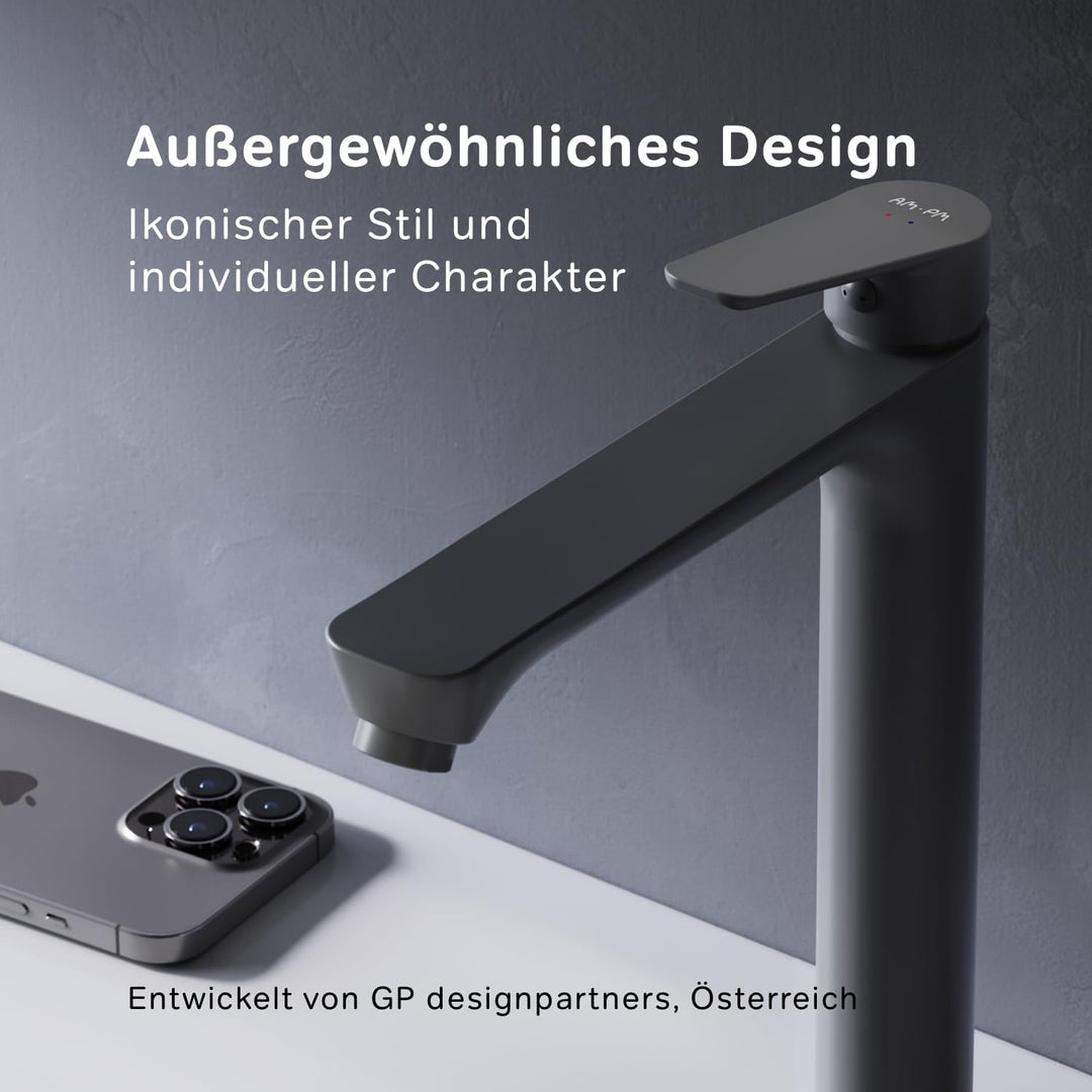 AM.PM Waschtischarmatur mit Klick-Ablaufgarnitur, Wasserhahn Bad mit Auslauf Höhe 193mm, SoftMotion