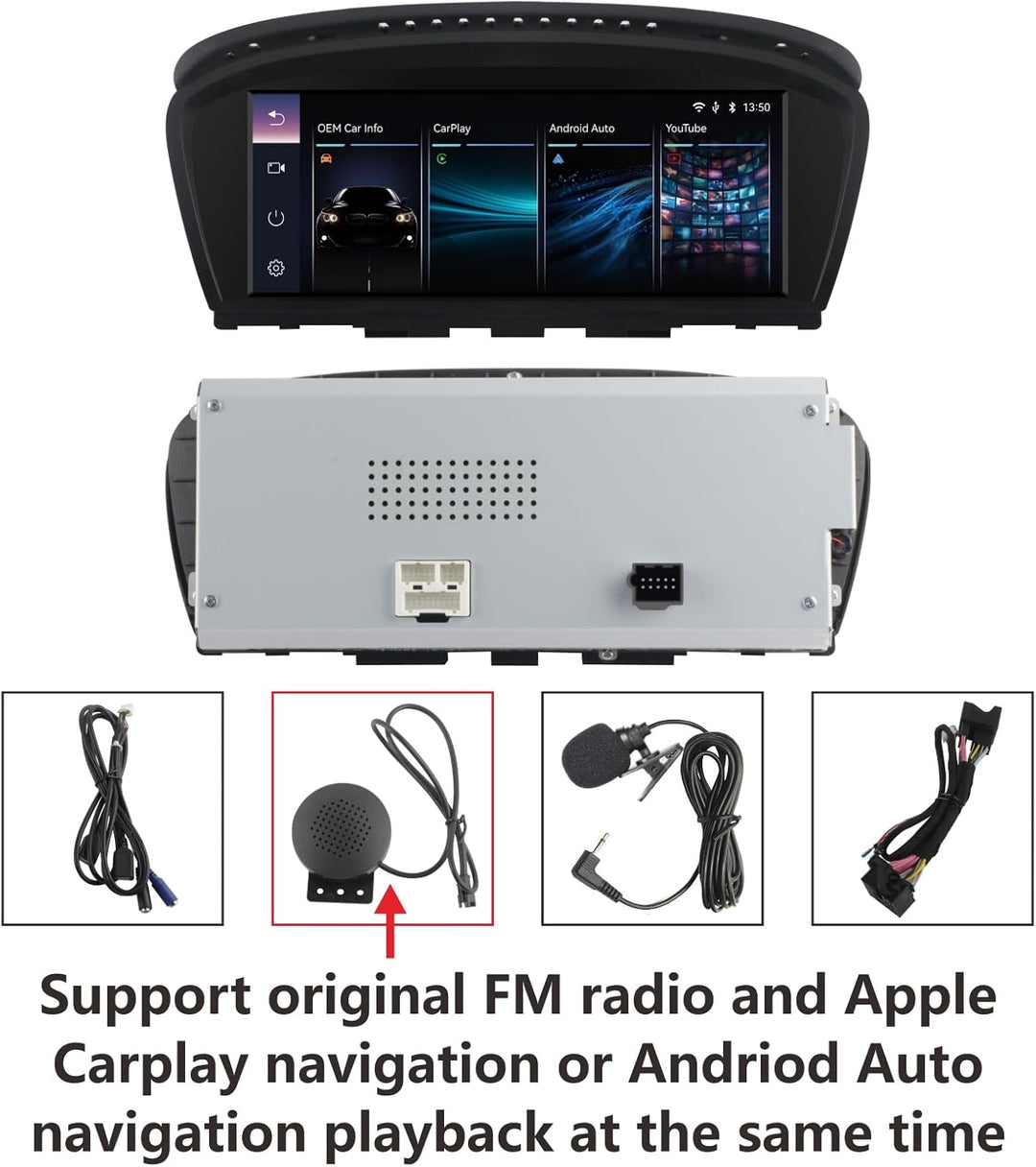 Autoradio für Wireless Carplay/Android Auto Touchscreen Radioempfänger für BMW 3/5 E60/E63/E64/E90/E