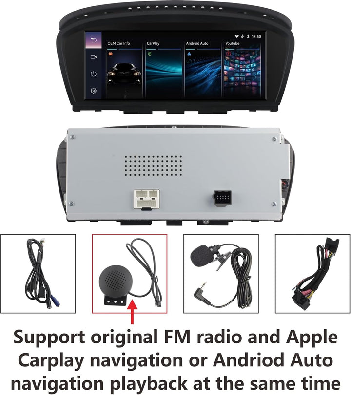 Autoradio für Wireless Carplay/Android Auto Touchscreen Radioempfänger für BMW 3/5 E60/E63/E64/E90/E