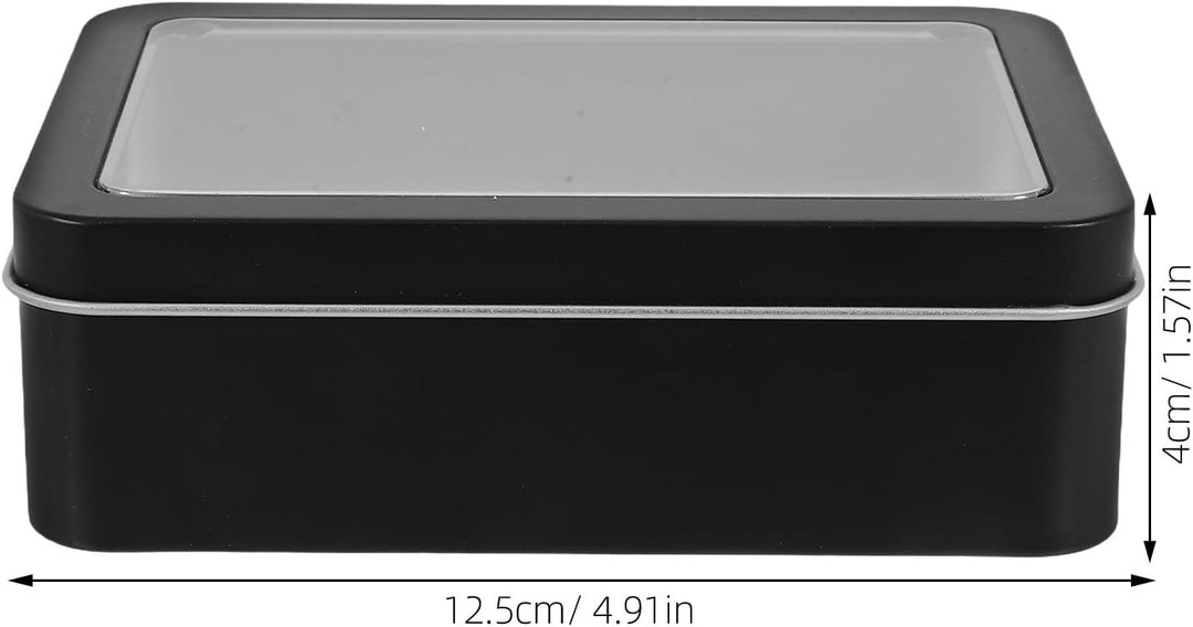 Rechteckige Metalldose mit Durchsichtigem Deckel 4 Stück aus Weissblech | Rechteckige Blechdose mit