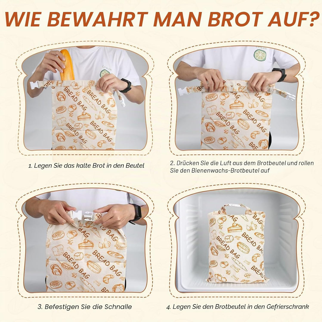 lasuroa Brotbeutel Bienenwachs für Sauerteig, 43x30cm Wiederverwendbar Wiederverwendbarer Brotbeutel