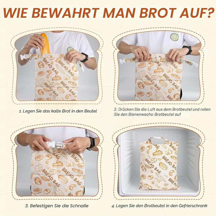 lasuroa Brotbeutel Bienenwachs für Sauerteig, 43x30cm Wiederverwendbar Wiederverwendbarer Brotbeutel