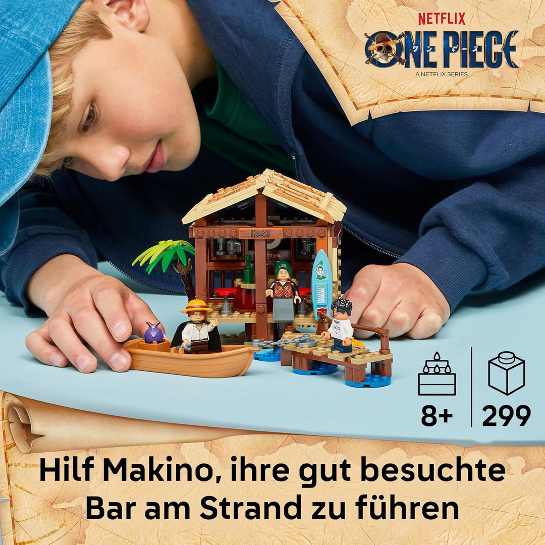 LEGO ONE Piece Windmühlendorf-Hütte - Spielzeug mit Boot, Jungen Ruffy, Shanks & Makino Minifiguren
